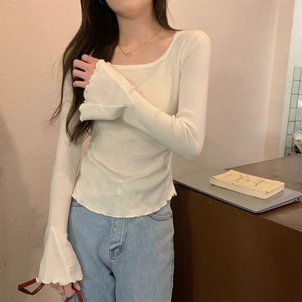 Low collar bottoming shirt slim tops for women