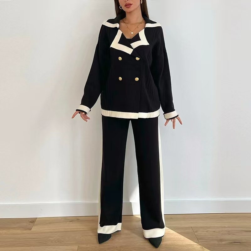 Chanelstyle loose European style knitted tops 2pcs set for women