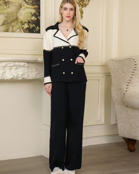 Knitted wide leg pants tops 2pcs set for women