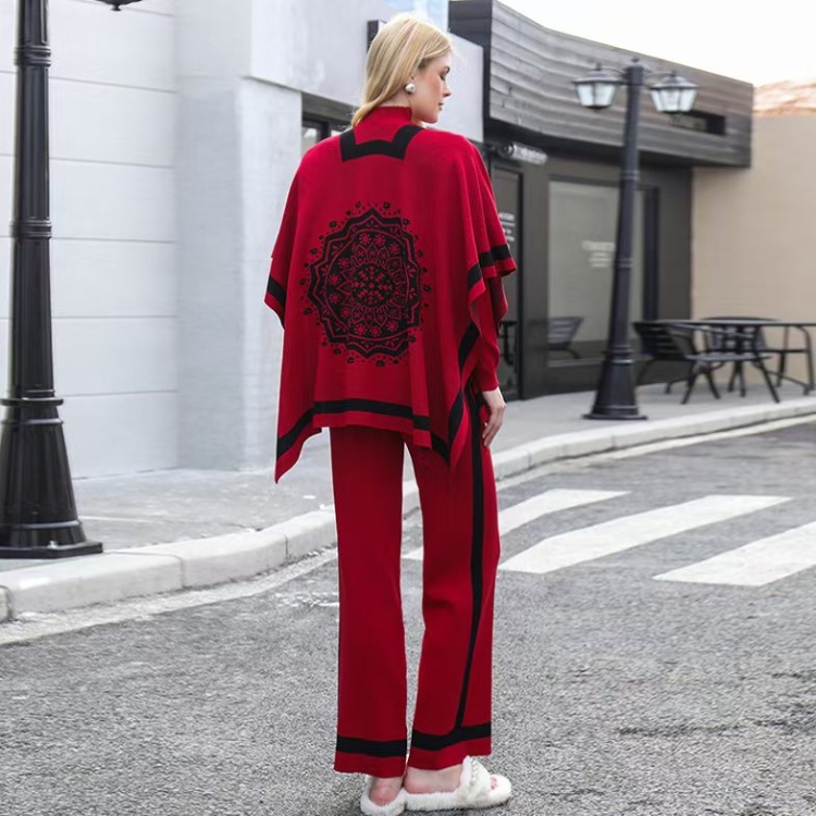 Casual wide leg pants sweater 3pcs set for women