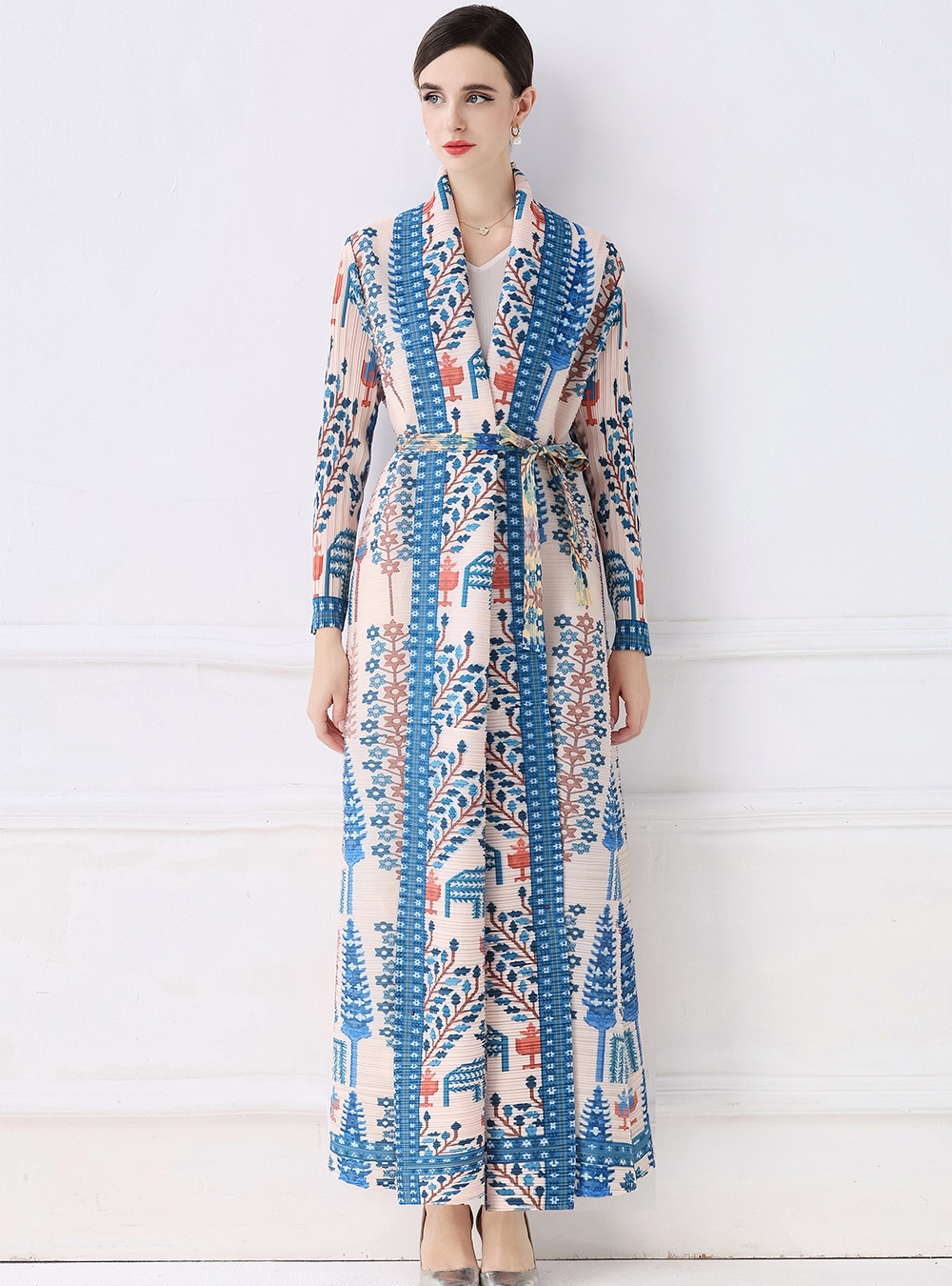 Pleats Please large yard autumn coat fold loose printing dress