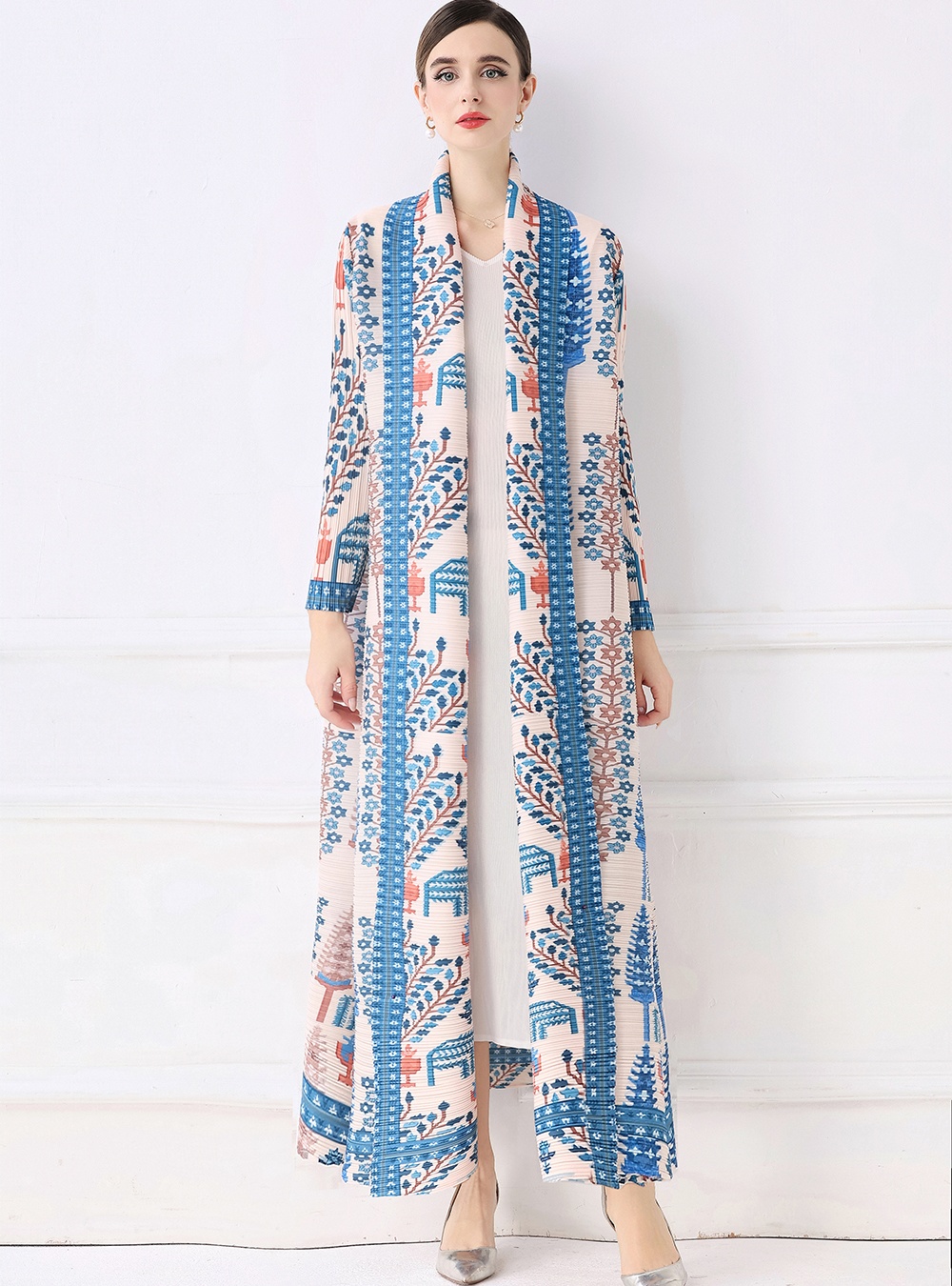 Pleats Please large yard autumn coat fold loose printing dress