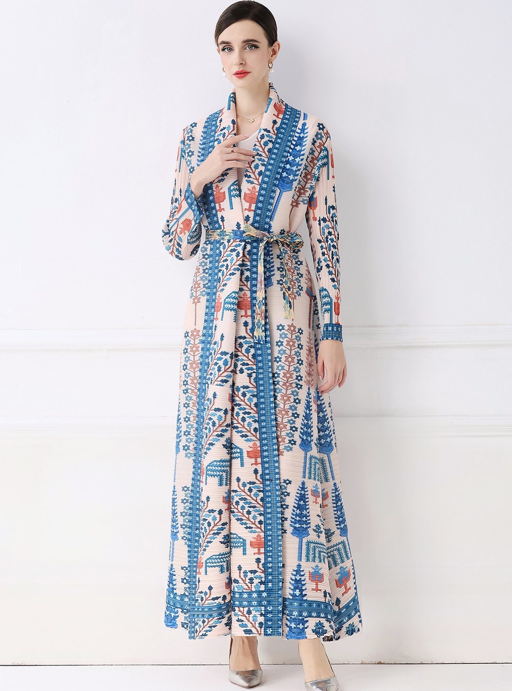 Pleats Please large yard autumn coat fold loose printing dress