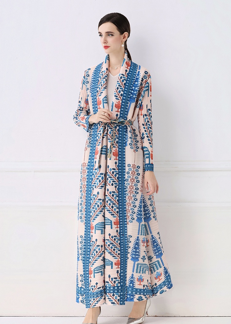 Pleats Please large yard autumn coat fold loose printing dress