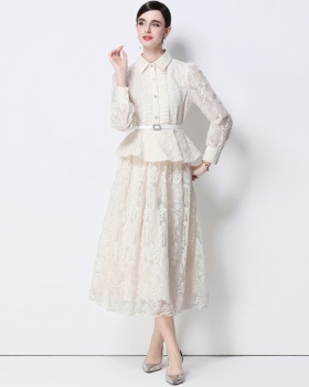 Chanelstyle long sleeve temperament elegant lace dress