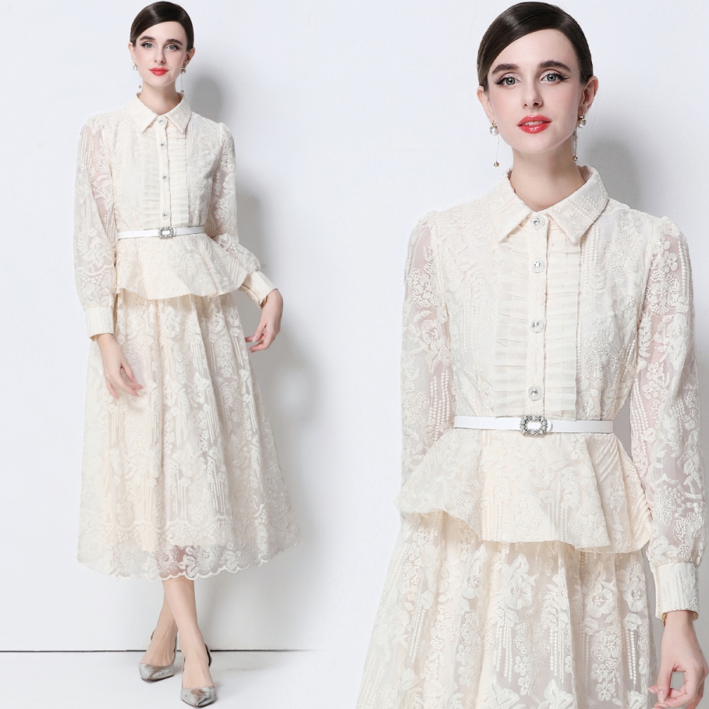 Chanelstyle long sleeve temperament elegant lace dress