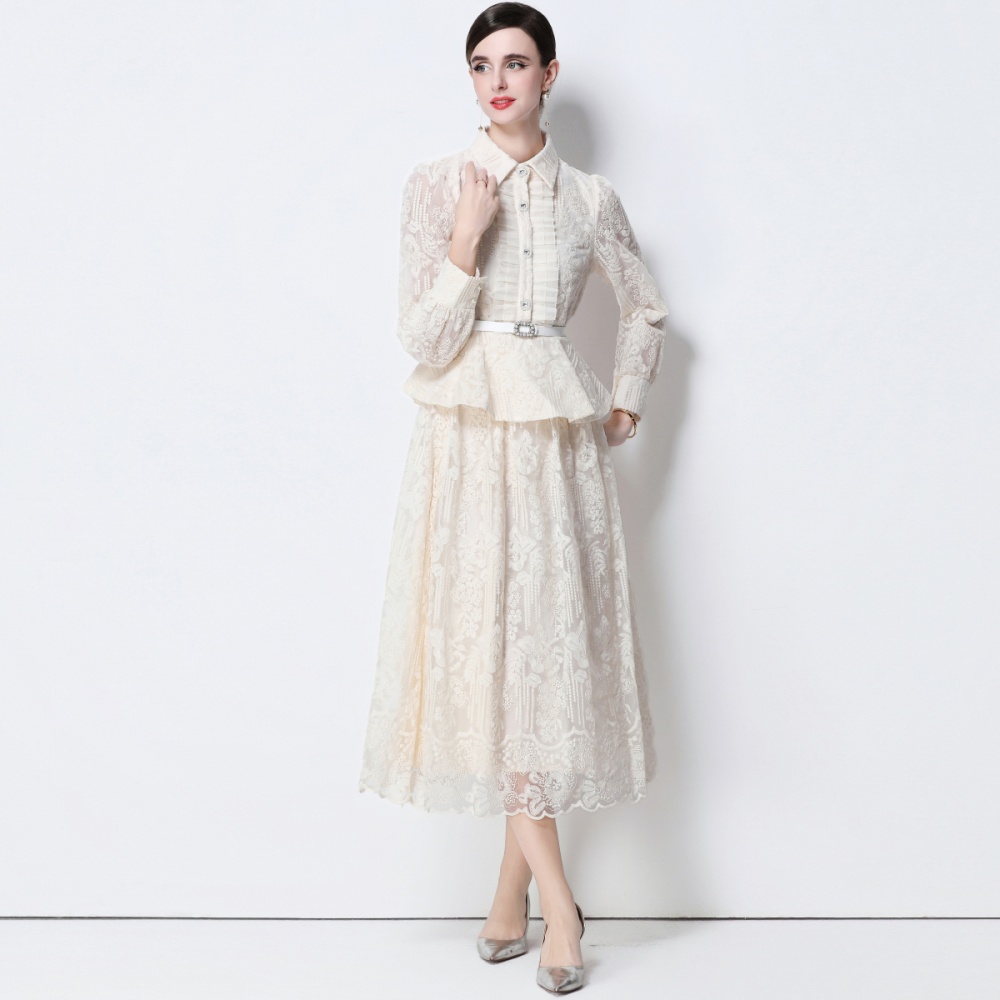 Chanelstyle long sleeve temperament elegant lace dress