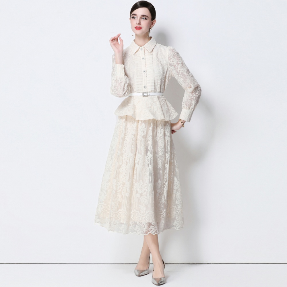 Chanelstyle long sleeve temperament elegant lace dress