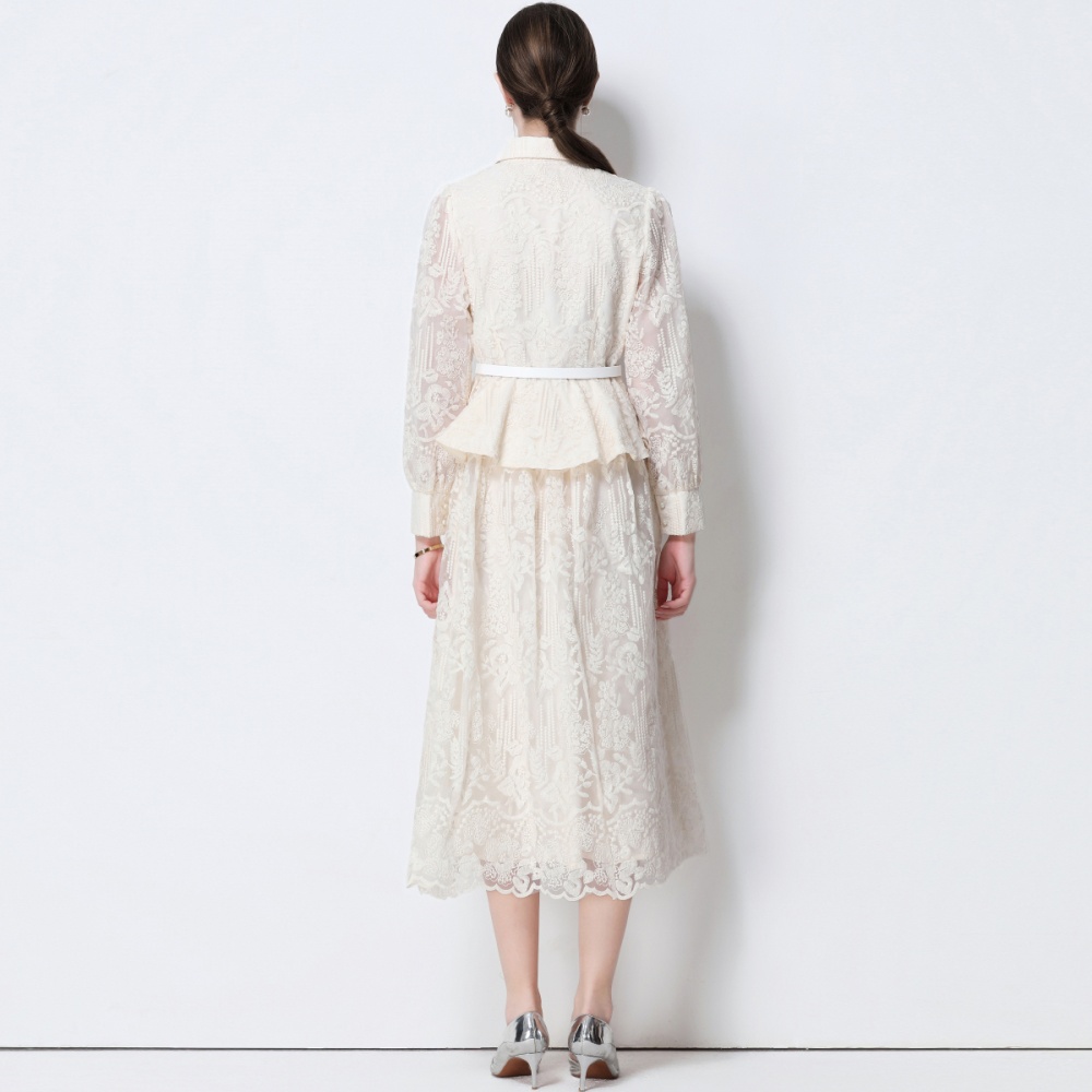 Chanelstyle long sleeve temperament elegant lace dress
