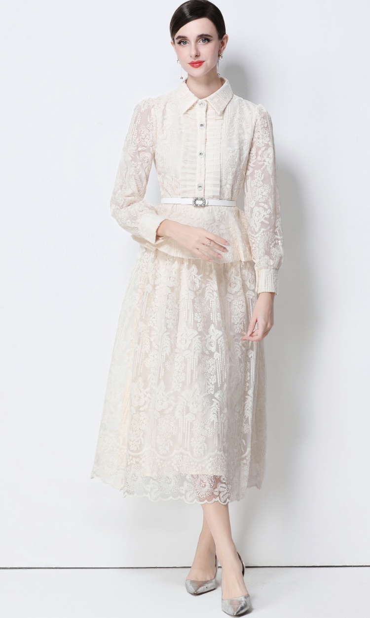 Chanelstyle long sleeve temperament elegant lace dress