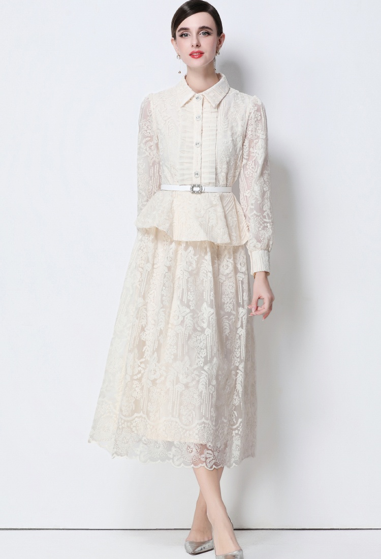 Chanelstyle long sleeve temperament elegant lace dress