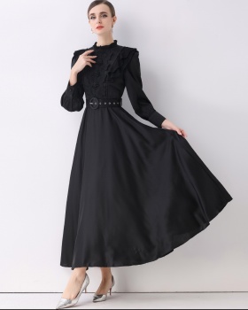 Pinched waist long dress elegant long dress