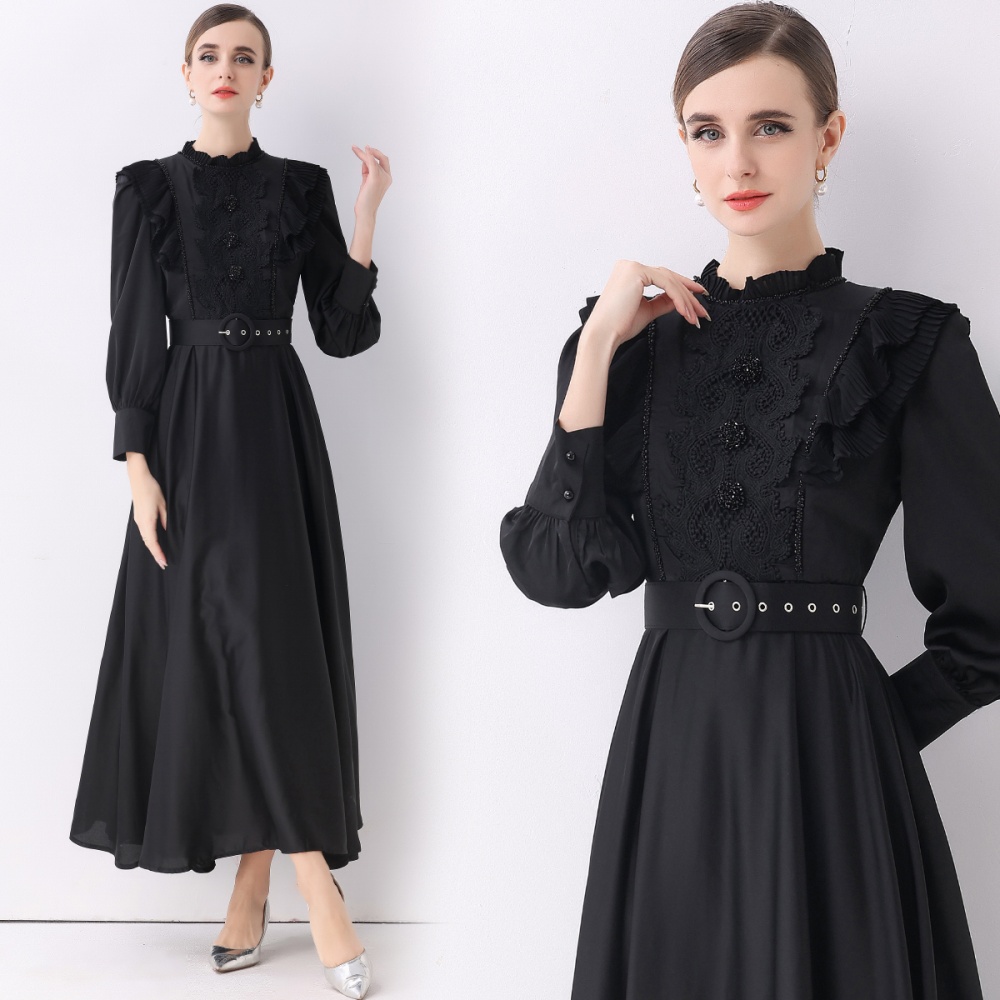 Pinched waist long dress elegant long dress