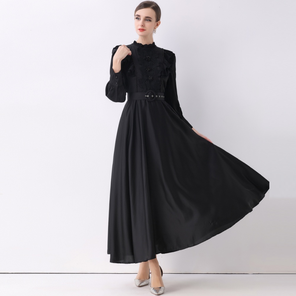 Pinched waist long dress elegant long dress