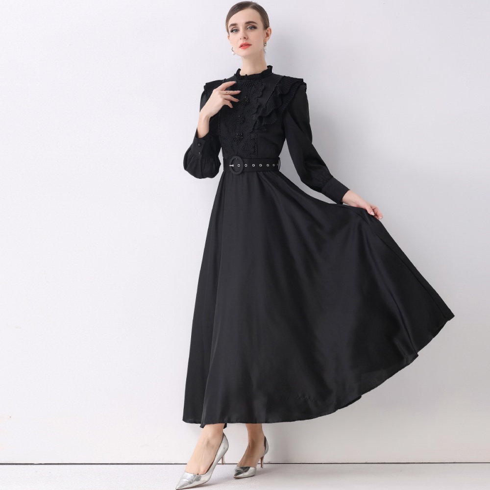 Pinched waist long dress elegant long dress