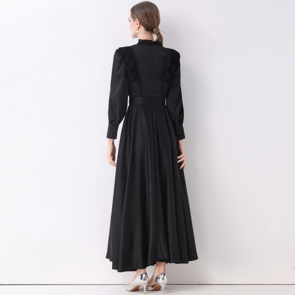 Pinched waist long dress elegant long dress