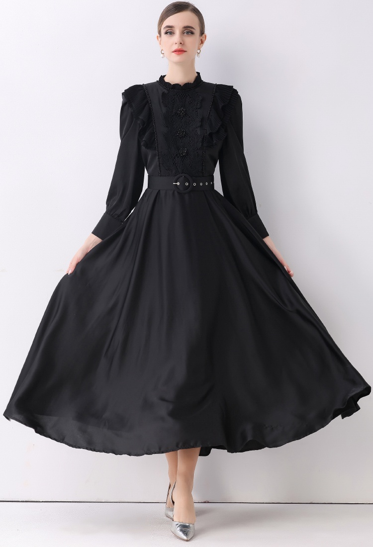 Pinched waist long dress elegant long dress