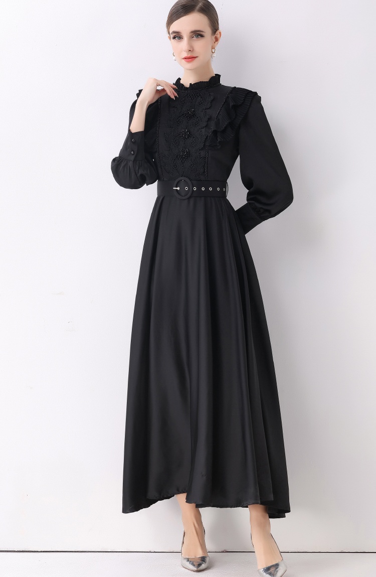 Pinched waist long dress elegant long dress