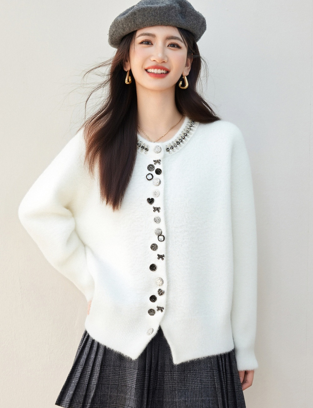 Autumn and winter chanelstyle coat knitted cardigan