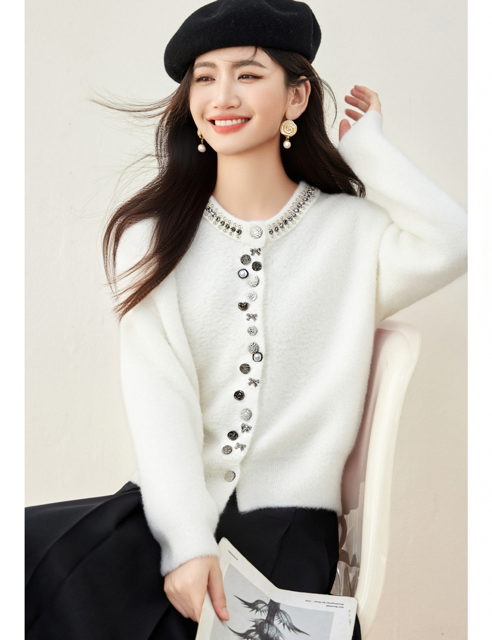 Autumn and winter chanelstyle coat knitted cardigan