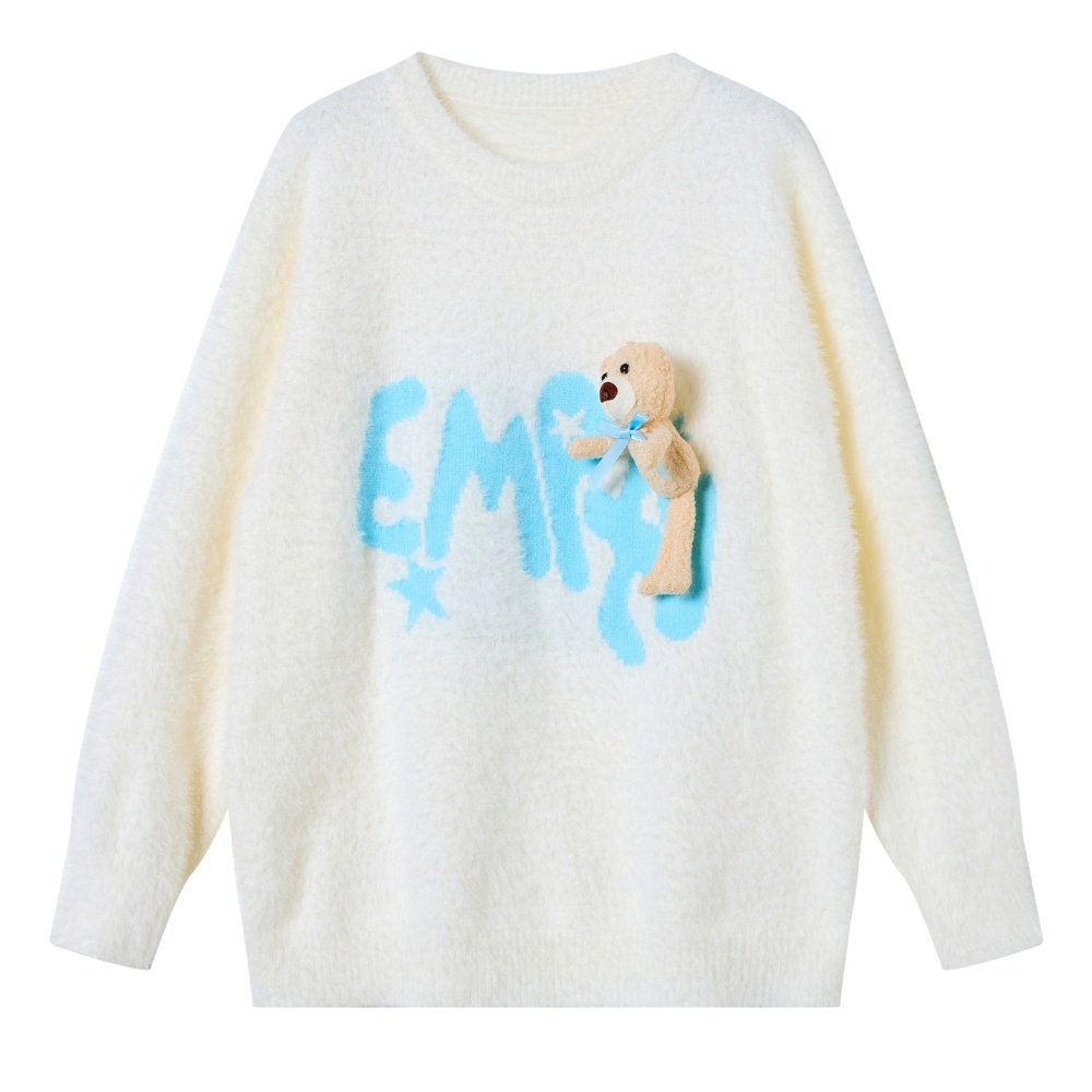 Sweet lazy round neck sweater jacquard fresh tops