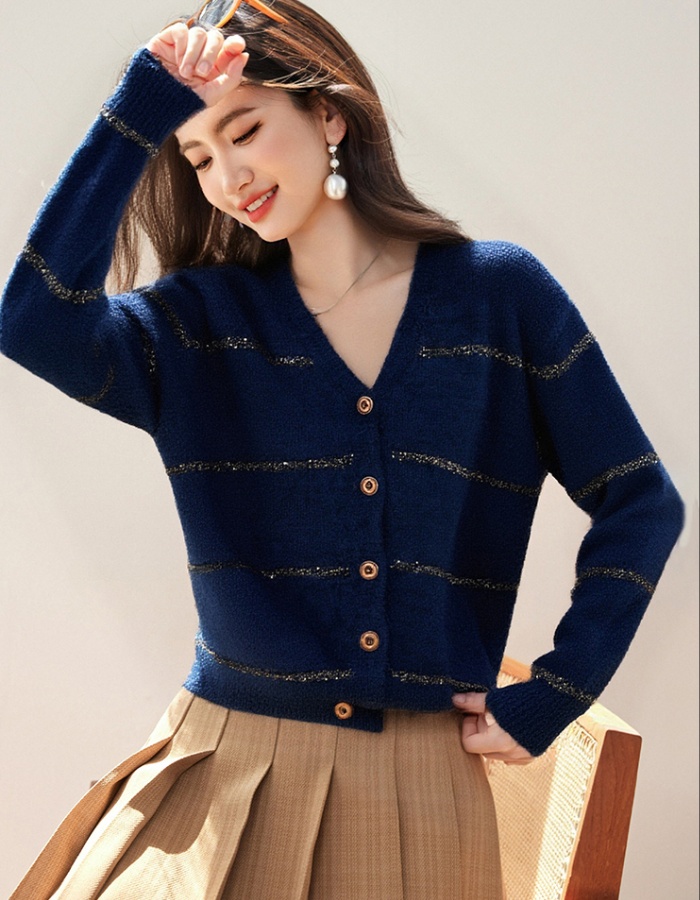 Autumn all-match cardigan knitted V-neck sweater for women