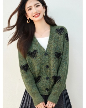 Bow lazy sweater knitted autumn and winter coat for women