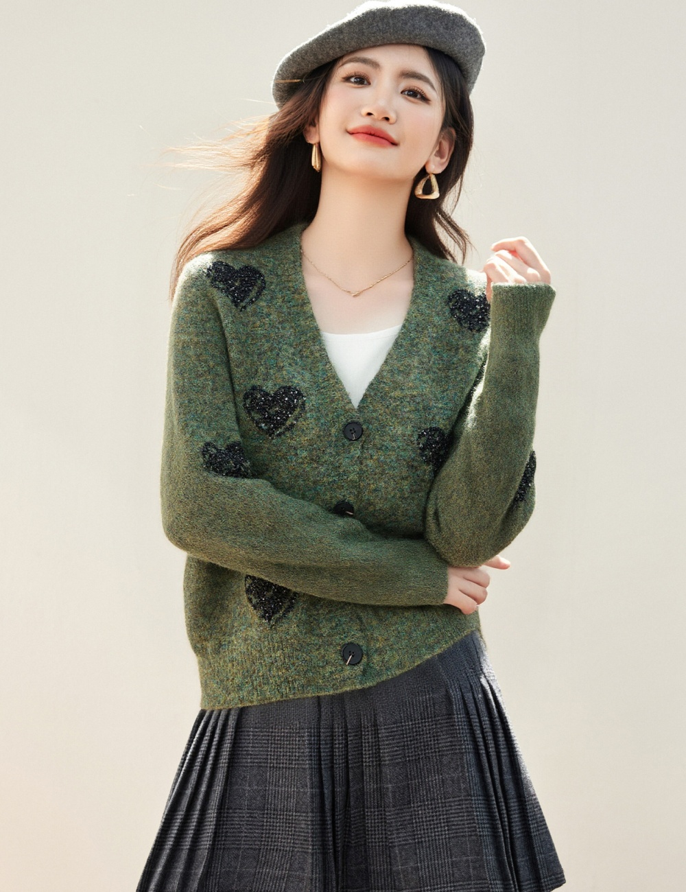 Bow lazy sweater knitted autumn and winter coat for women