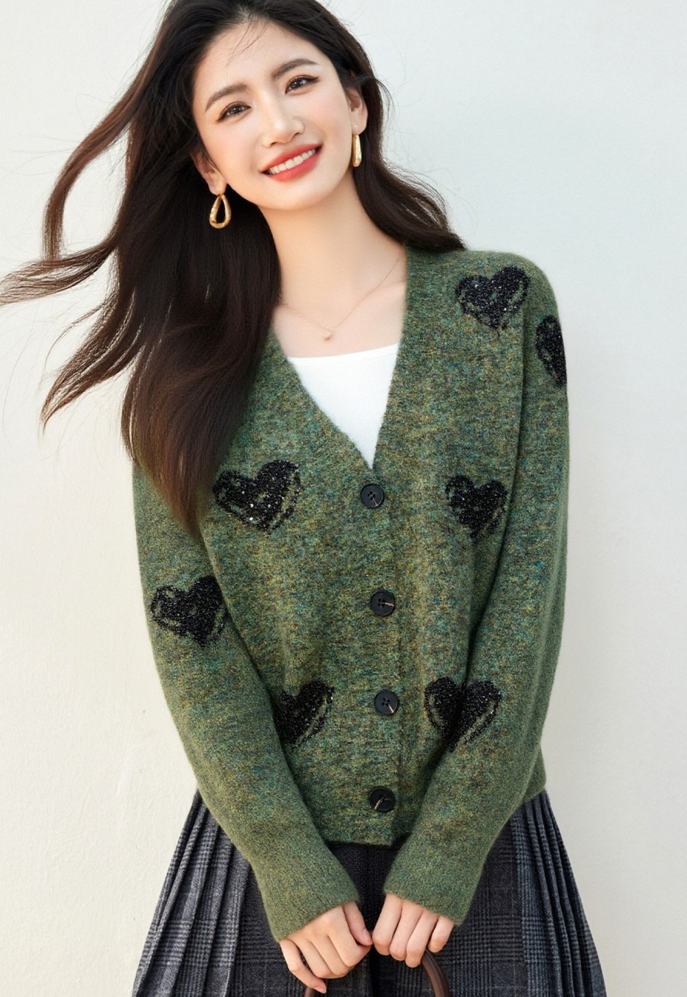 Bow lazy sweater knitted autumn and winter coat for women
