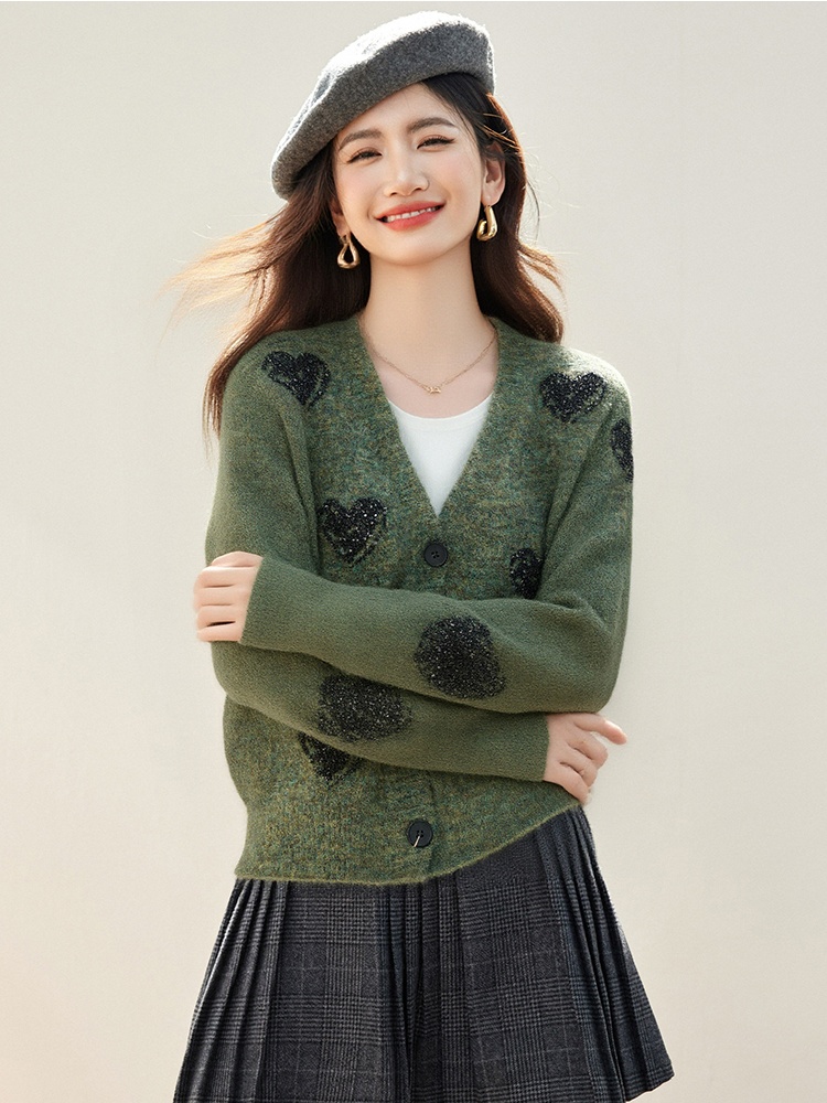 Bow lazy sweater knitted autumn and winter coat for women