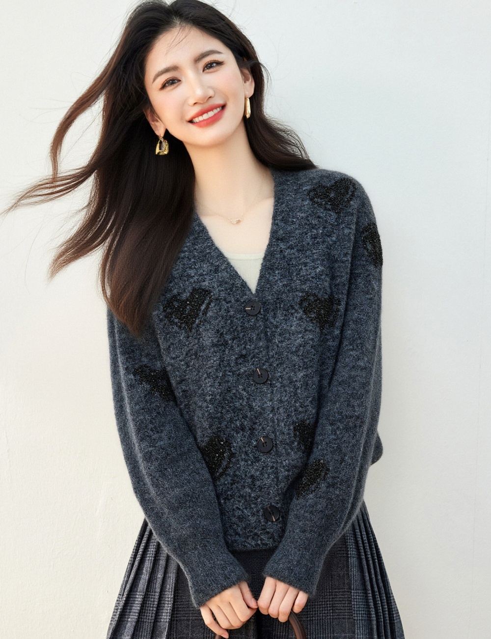 Bow lazy sweater knitted autumn and winter coat for women