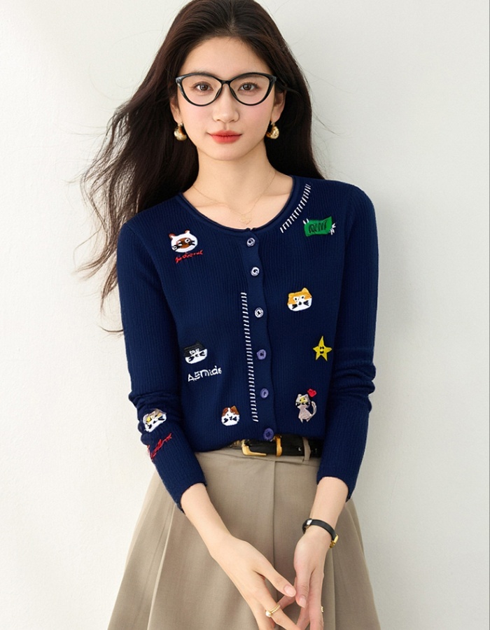 Kitty all-match cardigan cartoon T-shirt for women