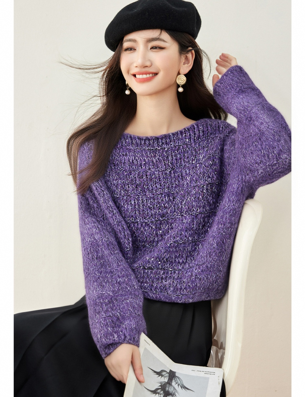 Fashion autumn sequins pullover lazy sweater for women