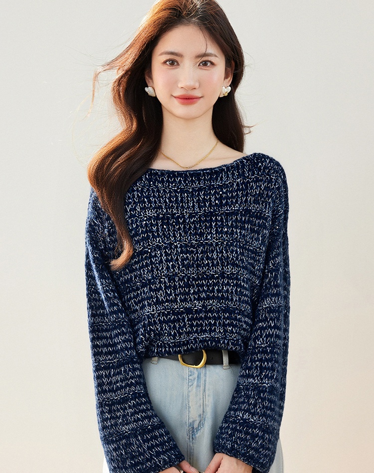 Fashion autumn sequins pullover lazy sweater for women