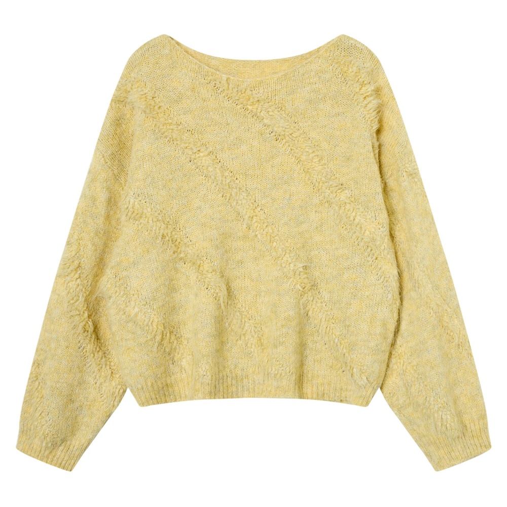 Sloping shoulder loose tops pullover sweater for women