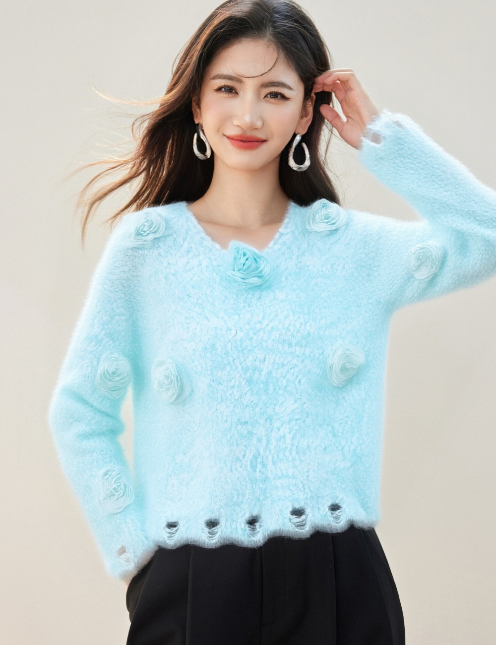 Loose long sleeve autumn and winter colors sweater