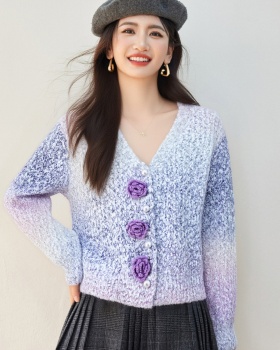 Gradient cardigan autumn and winter sweater for women
