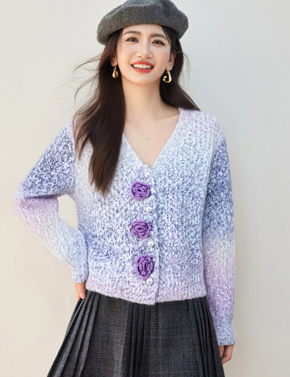 Gradient cardigan autumn and winter sweater for women