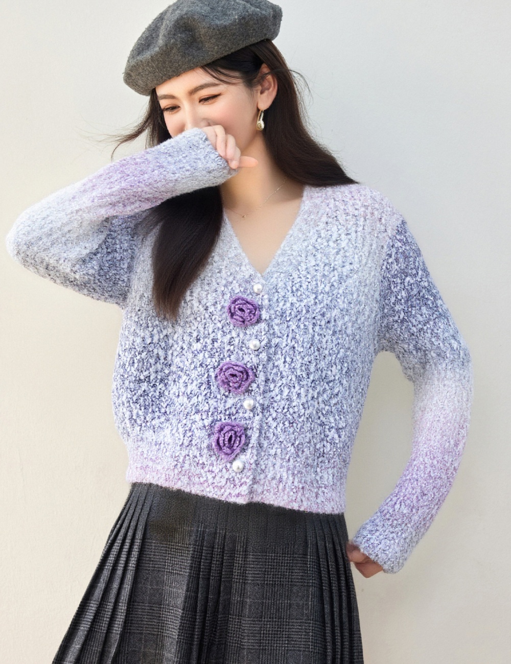 Gradient cardigan autumn and winter sweater for women