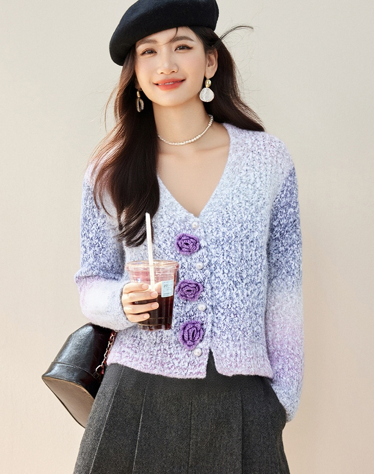 Gradient cardigan autumn and winter sweater for women