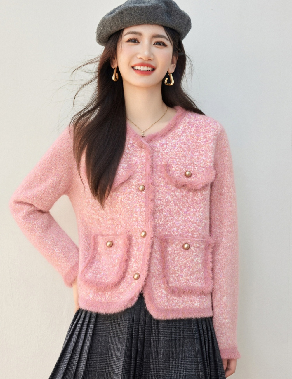Chanelstyle all-match cardigan lace loose tops for women