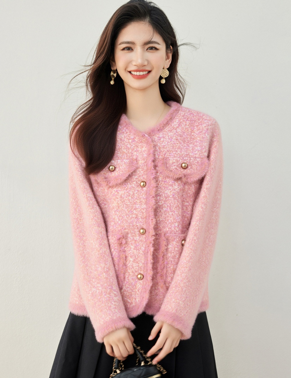 Chanelstyle all-match cardigan lace loose tops for women