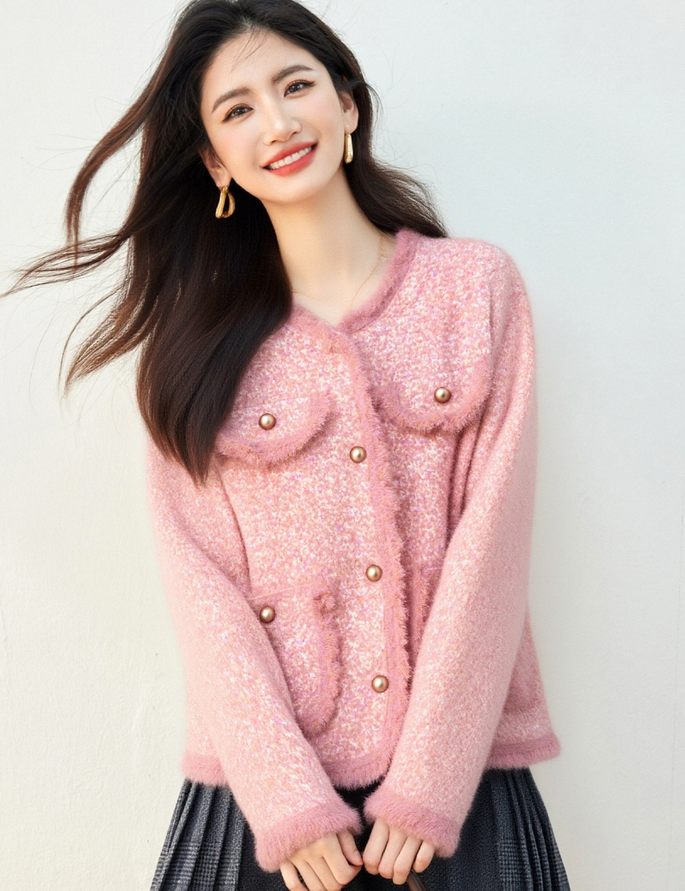 Chanelstyle all-match cardigan lace loose tops for women
