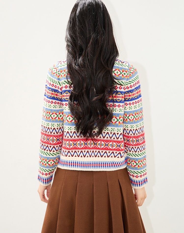 National style knitted retro tops autumn short coat for women