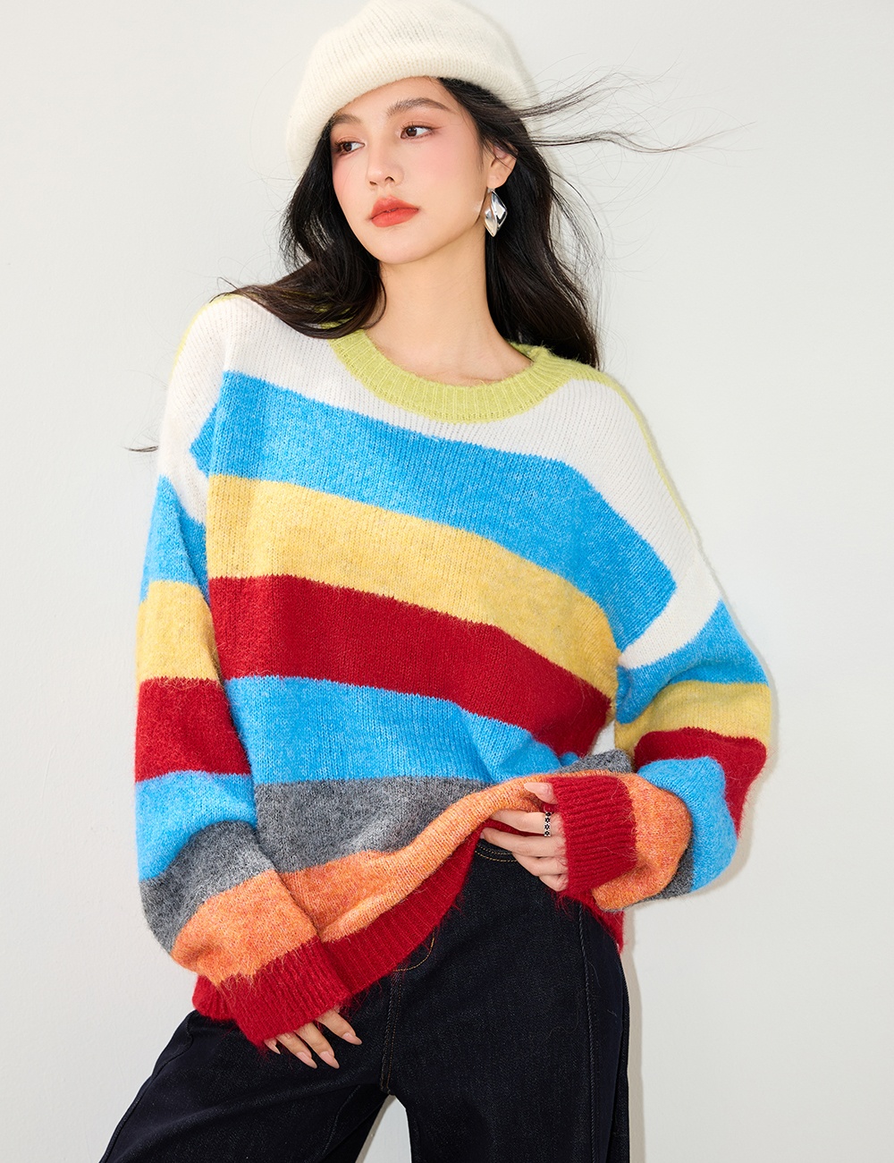 Colors lazy sweater autumn and winter loose tops for women