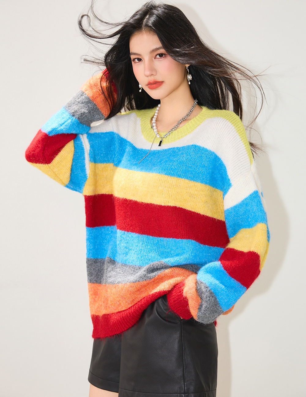 Colors lazy sweater autumn and winter loose tops for women
