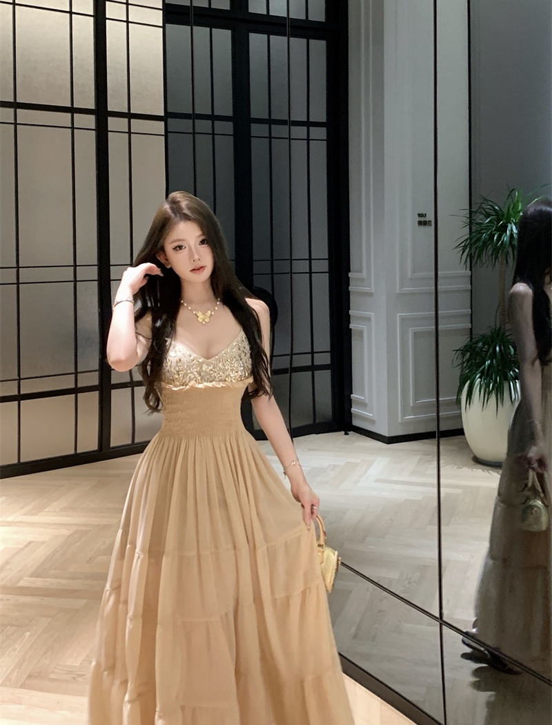Diamond rhinestone long dress temperament dress
