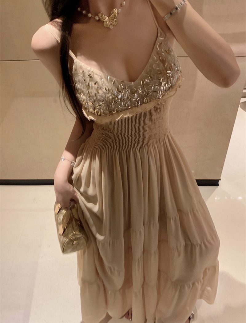 Diamond rhinestone long dress temperament dress