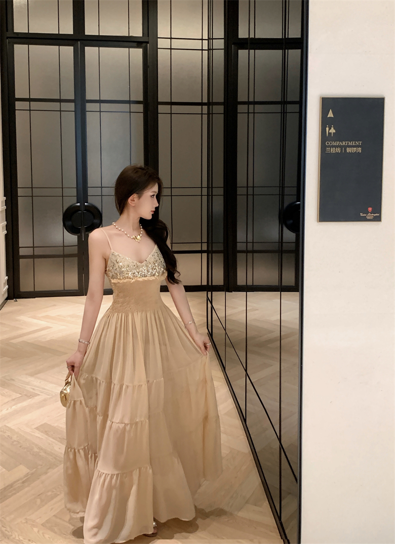 Diamond rhinestone long dress temperament dress