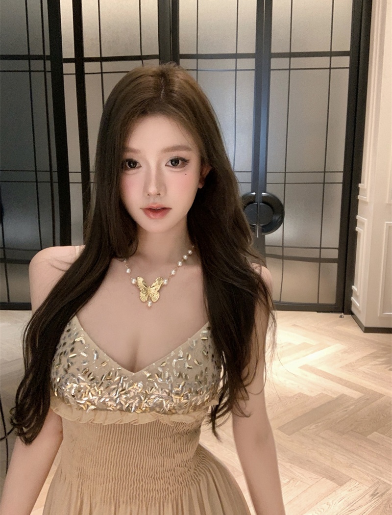 Diamond rhinestone long dress temperament dress
